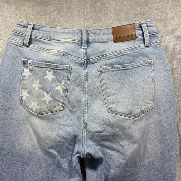 Judy Blue Jeans Womens 14W Light Wash Distressed Star Pocket Stretch JB88723 LT - Picture 3 of 10